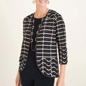 Chico'sTravelers Collection Neutral Strip Jacket Size 2